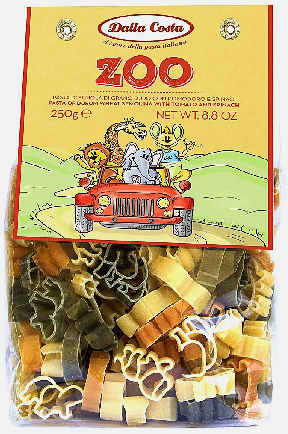 Макароны Dalla Costa Zoo фигурные Томаты и шпинат 250г Макароны Dalla Costa Zoo фигурные Томаты и шпинат 250г