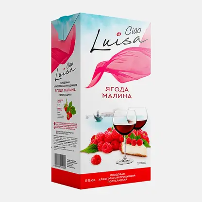 Плодовая алкогольная продукция Luisa Ciao Малина красная полусладкая 11% 1л
