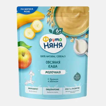 Овсяная каша молочная с яблоком и бананом Фрутоняня 190г