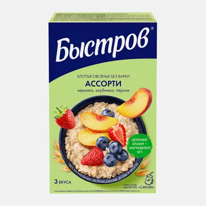 Каша Быстров Овсяная без варки Ассорти 6пак*40г