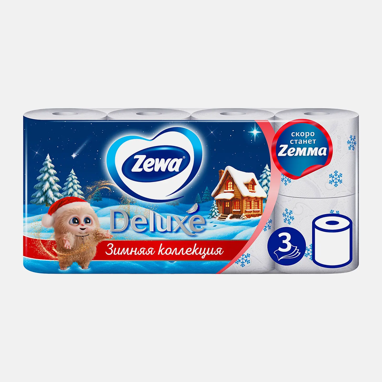 Туалетная бумага Zewa Deluxe без аромата 3 слоя 8 рулонов в ассортименте