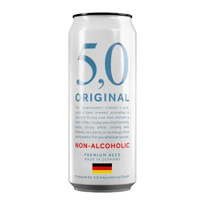 Пиво 5.0 Original Non-alcoholic светлое пастеризованное безалкогольное 0.5% 500мл
