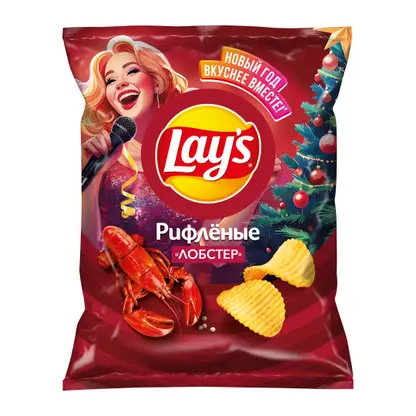 Изображение товара Рифлёные картофельные чипсы Lays с вкусом лобстера, 140г