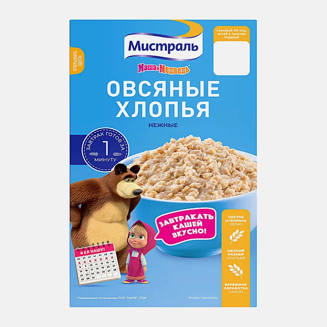 Хлопья Нежные овсяные Мистраль 400г