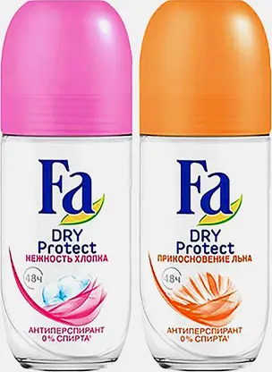 Дезодорант Фа Dry Protect рол Нежность хлопка Прикосновение льна роликовый 50мл в ассортименте