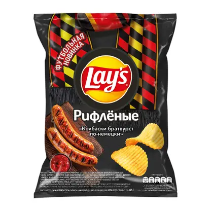 Чипсы Рифлёные со вкусом Колбаски братвурст по немецки Lays 105г