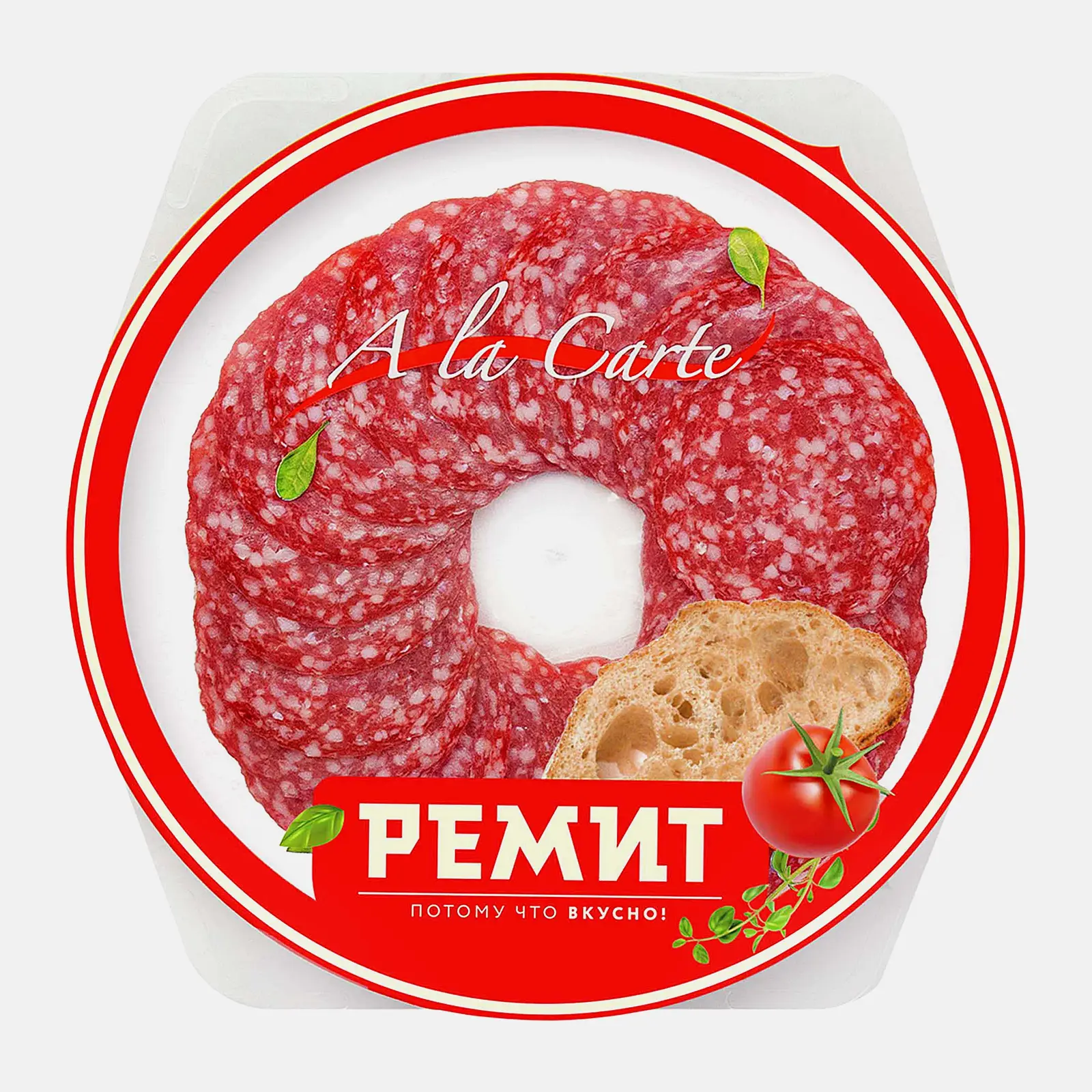 Изображение товара Сырокопченая колбаса Salame Ремит 60г нарезка для закуски мясная деликатес