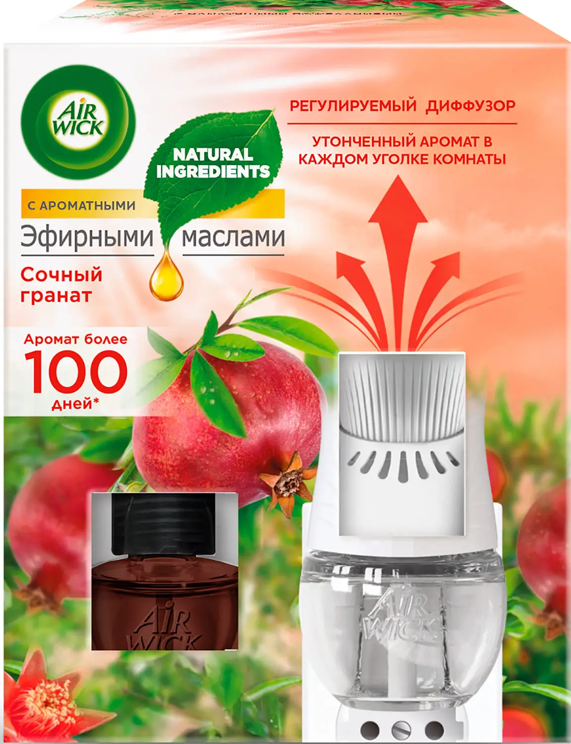 Комплект Air Wick диффузор аромамасел + сменный флакон Сочный гранат 19мл