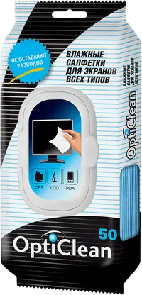 Салфетки влажные Opti Clean для экранов 50шт