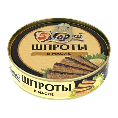 Изображение товара Шпроты 5 Морей Рижские из балтийской кильки в масле 160г