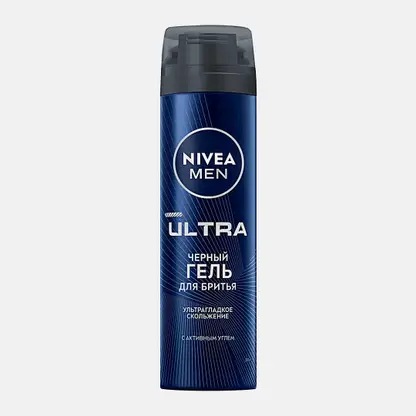 Черный гель для бритья с активным углем NIVEA Men Ultra 200мл