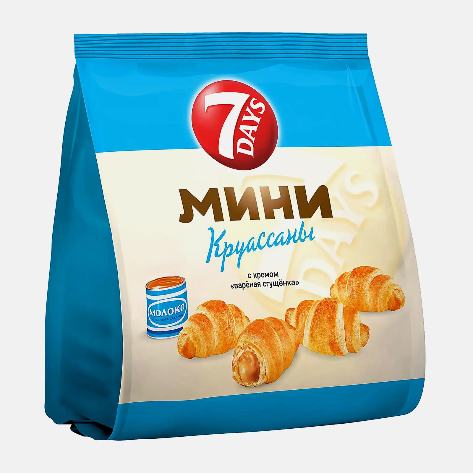 Изображение товара Мини-круассаны с вареной сгущенкой 7 Days 265г вкусное лакомство для завтрака перекуса