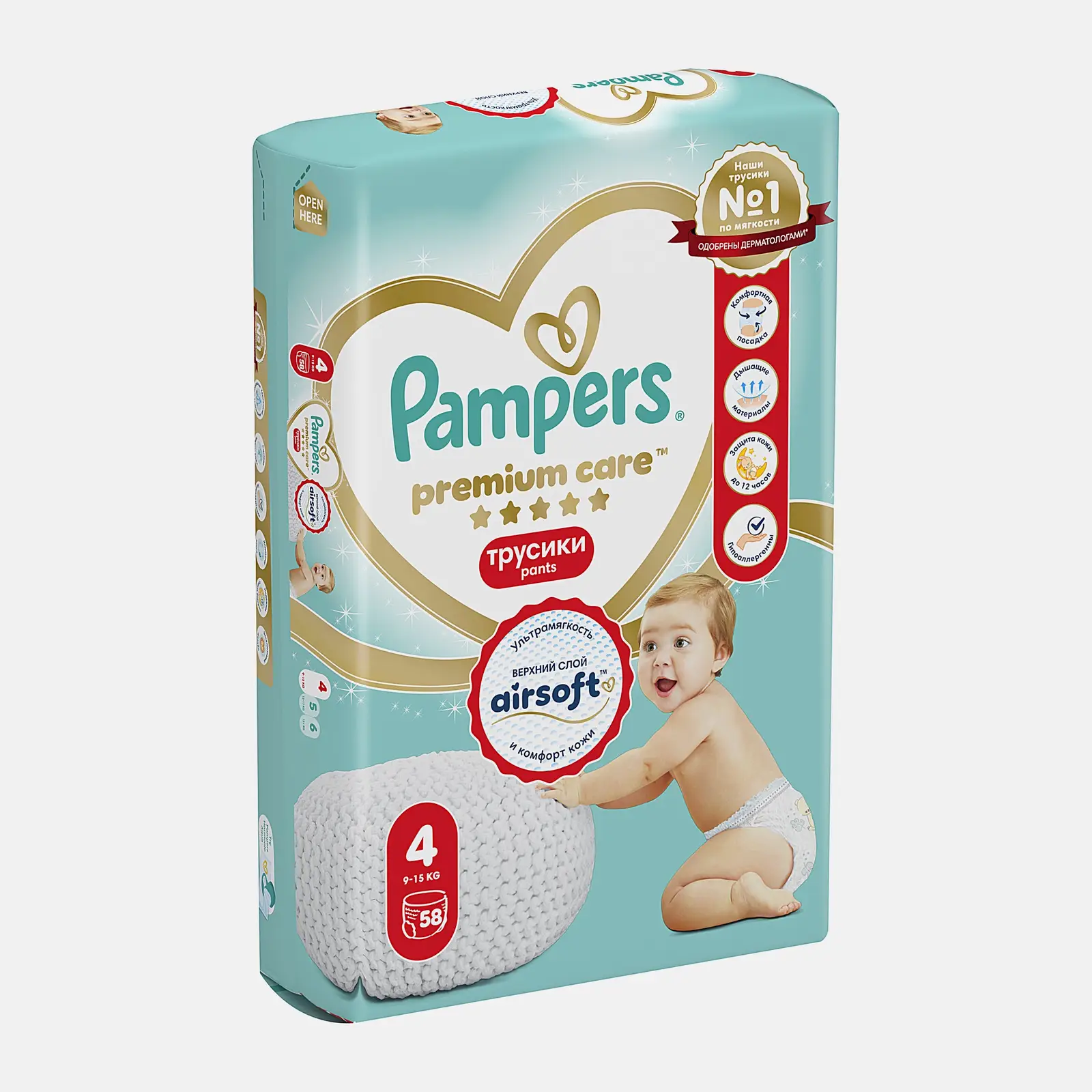 Подгузники-трусики Pampers Premium Care Pants №4 9-15кг 58шт