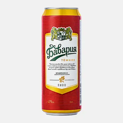 Пиво Бавария Темное фильтрованное пастеризованное 4.5% 450мл