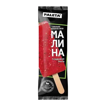 Изображение товара Мороженое Замороженный десерт Малина с мятой Paleta 70г натуральный свежий вкус