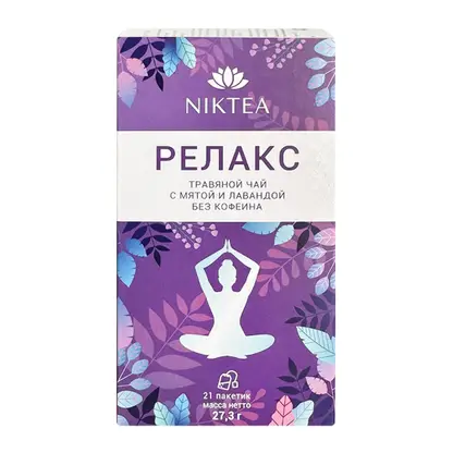 Изображение товара Чай травяной Релакс с мятой и лавандой Niktea 21пак