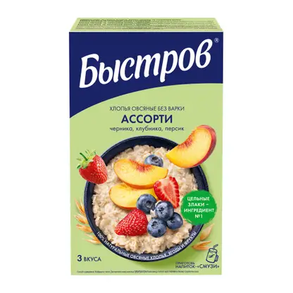 Изображение товара Каша Быстров Овсяная без варки Ассорти 6пак*40г