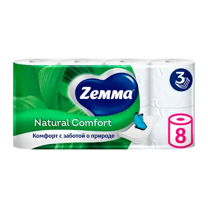 Изображение товара Туалетная бумага Natural Comfort Zemma 8 рулонов 3 слоя Изображение товара Туалетная бумага Natural Comfort Zemma 8 рулонов 3 слоя