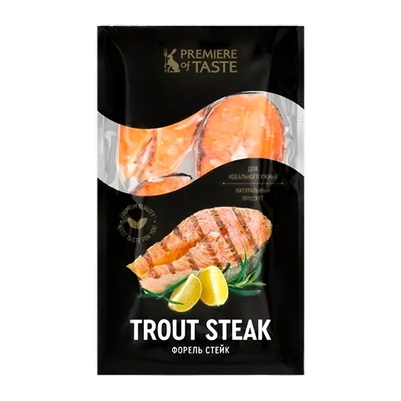Изображение товара Свежемороженый стейк форели Premiere of Taste 500г без костей для запекания и жарки