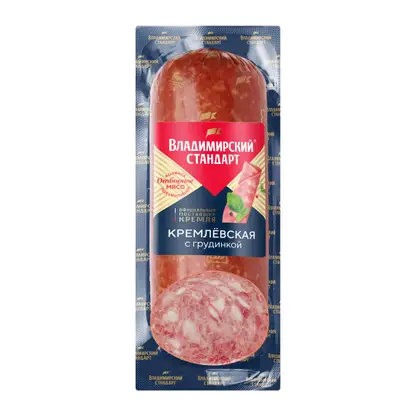 Изображение товара Колбаса Владимирский стандарт Кремлевская с грудинкой полукопченая 350г