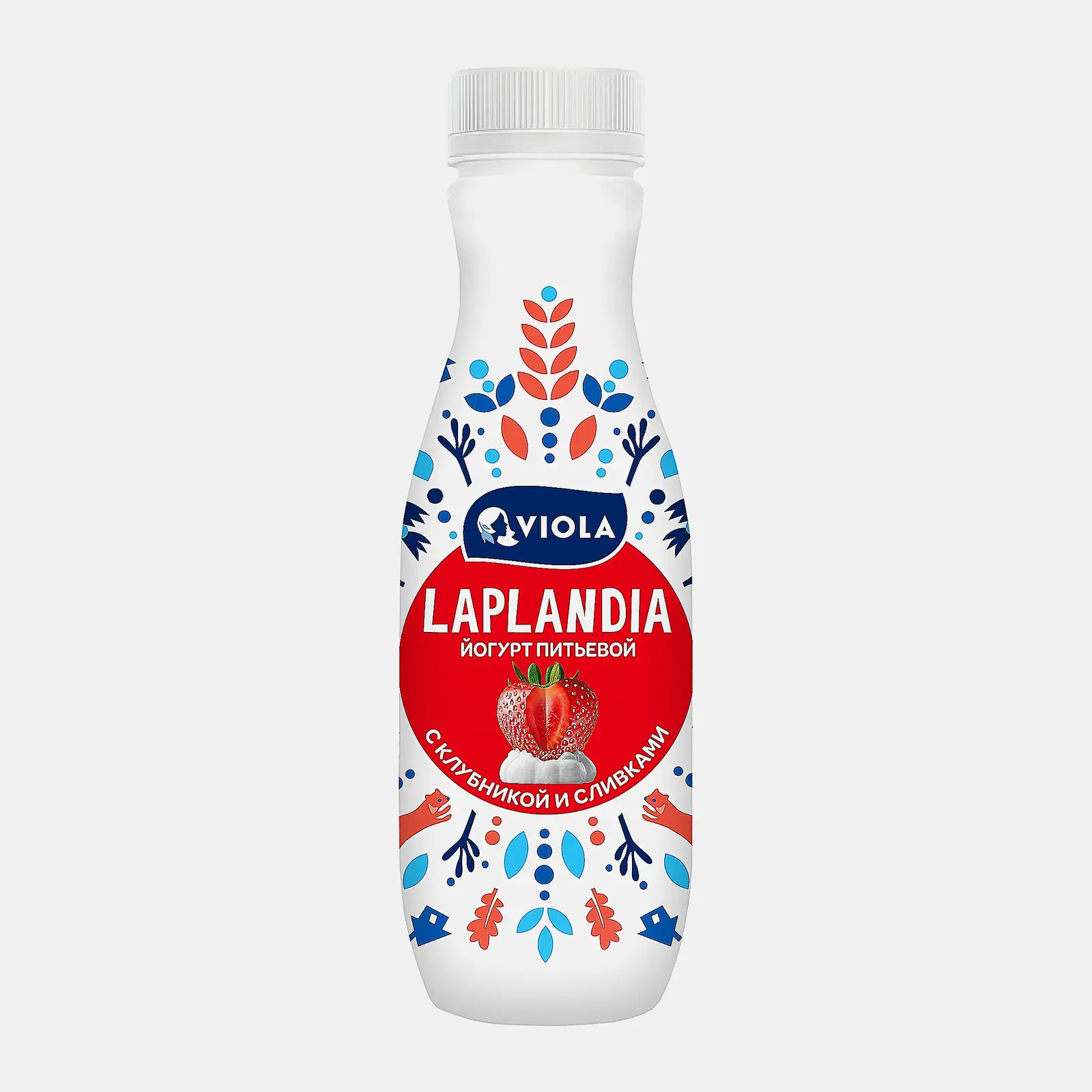 Изображение товара Йогурт питьевой Viola Laplandia с клубникой и сливками 2.5% 260г