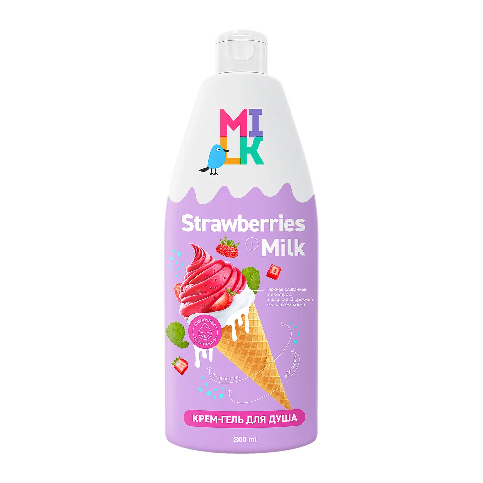 Гель-крем для душа Milk Молоко и земляника 800мл