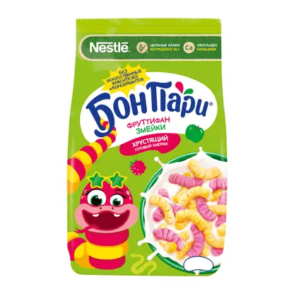 Изображение товара Готовый завтрак Бон Пари Фруттифан Змейки яблоко-малина 200г