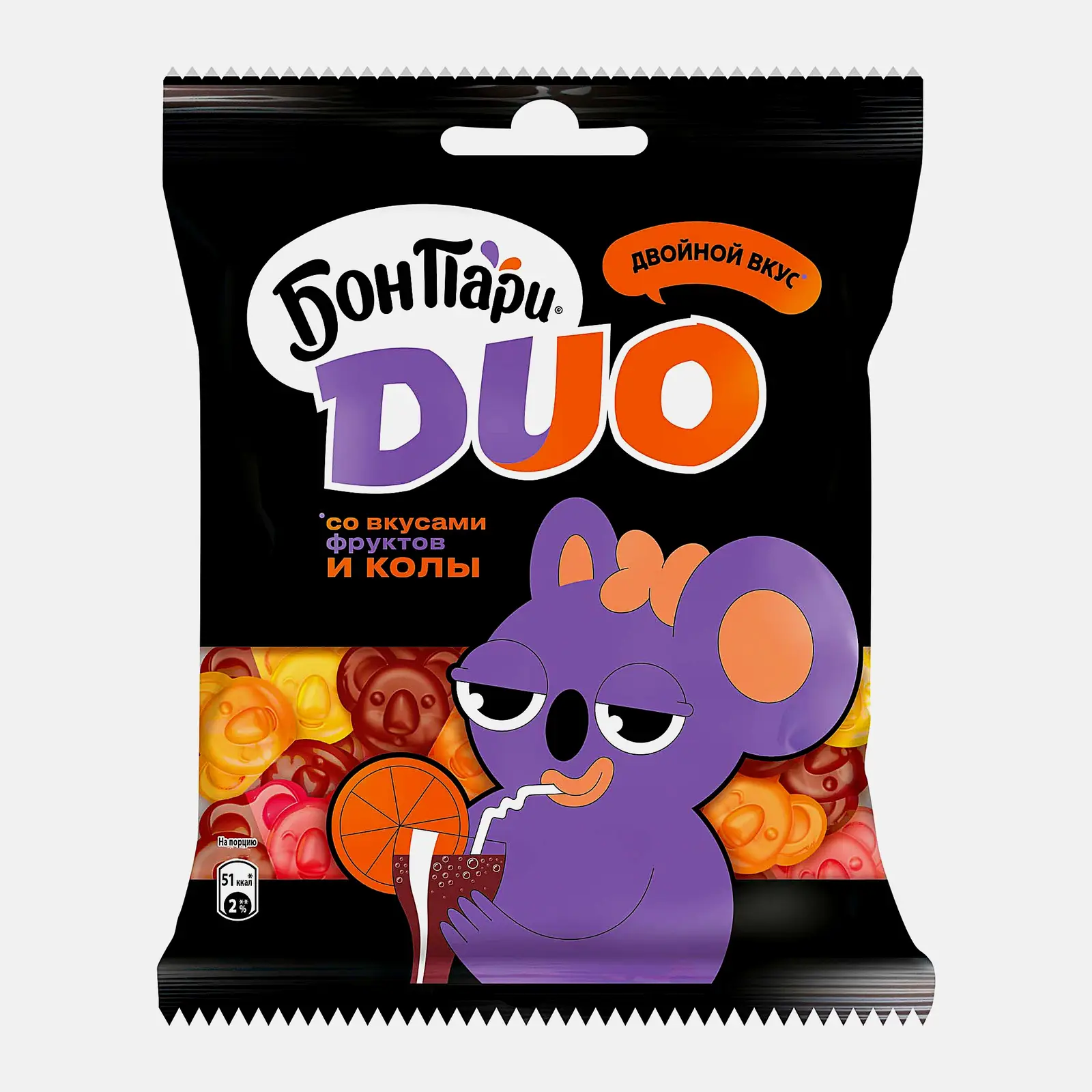 Мармелад Duo жевательный со вкусом фруктов и колы Бон Пари 100г