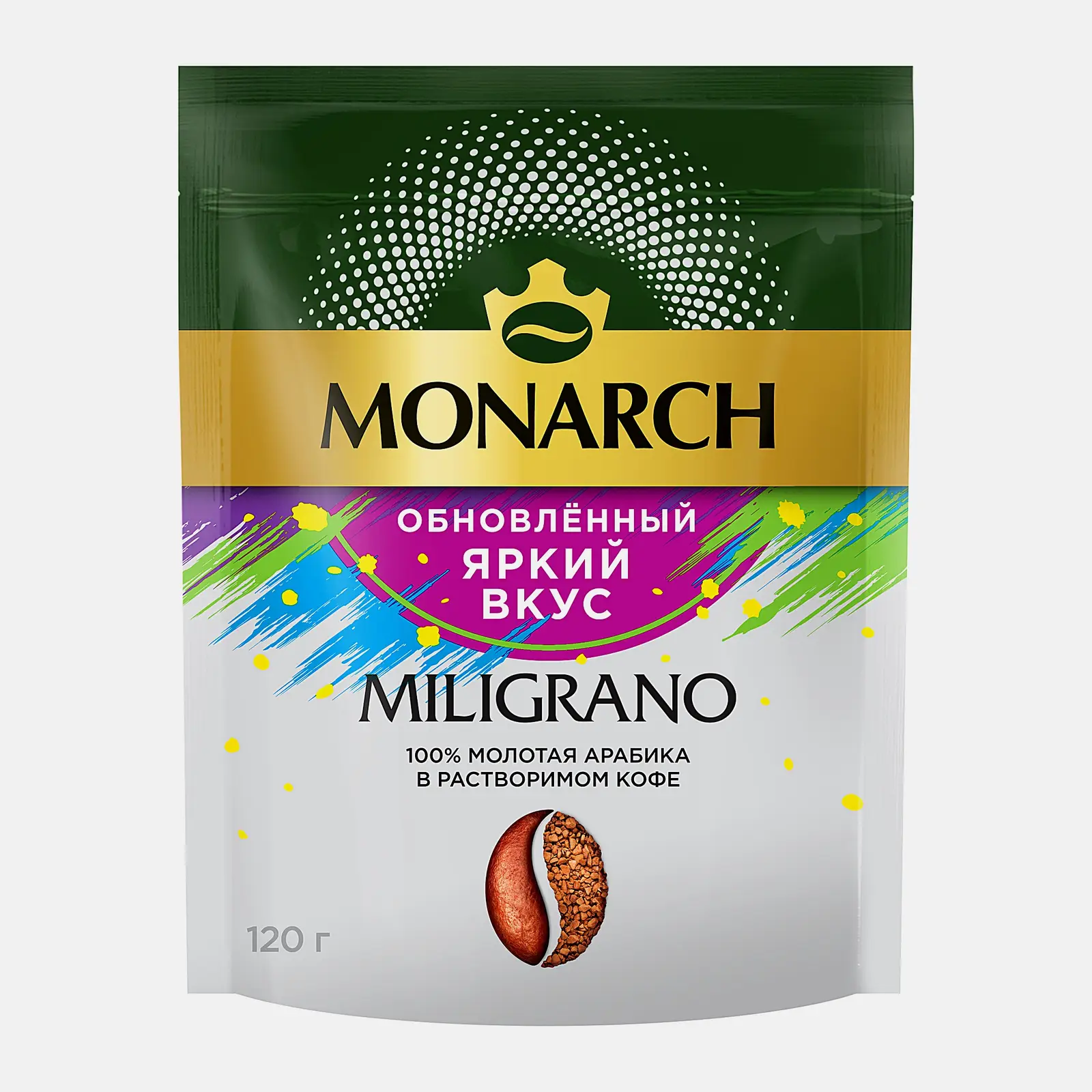 Растворимый кофе с добавлением молотого Милиграно Monarch 120г
