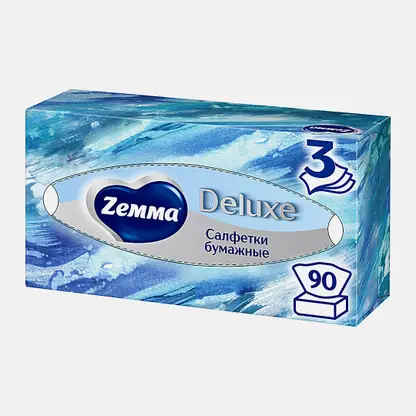 Салфетки бумажные Zewa Deluxe Design 3 слоя 90шт в ассортименте