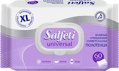 Полотенца влажные Salfeti универсальные очищающие 60шт