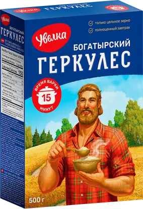 Хлопья овсяные Увелка Геркулес Богатырский 15 мин 500г