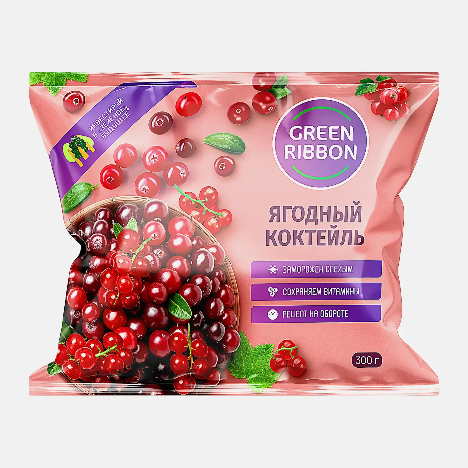 Ягодный коктейль Green Ribbon замороженный 300г Ягодный коктейль Green Ribbon замороженный 300г