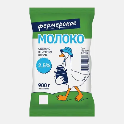 Молоко пастеризованное Фермерское 2.5% 900г