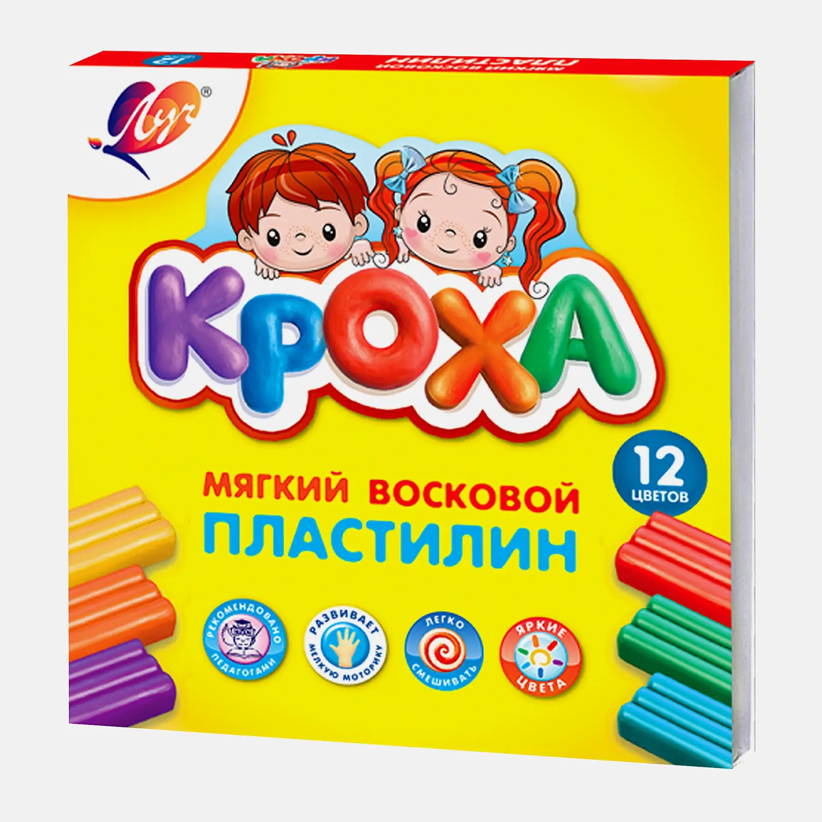 Пластилин Кроха 12 цветов восковый