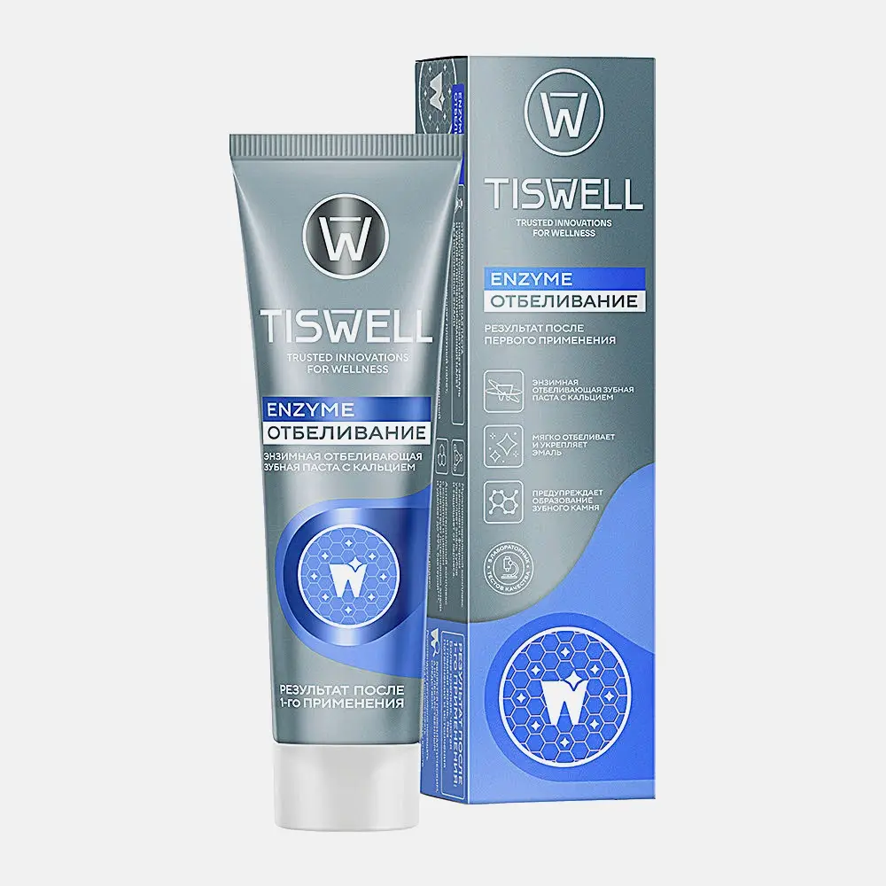 Зубная паста Tiswell энзимная отбеливающая с кальцием 110г