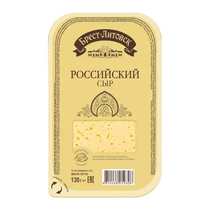 Изображение товара Сыр Российский слайсами 50% Брест-Литовск 130г