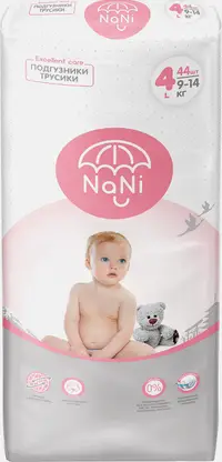 Подгузники-трусики Nani р.4L 9-14кг 44шт