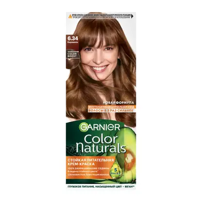 Изображение товара Стойкая крем-краска для волос Garnier Color Naturals Питательная оттенок 6.34 Карамель