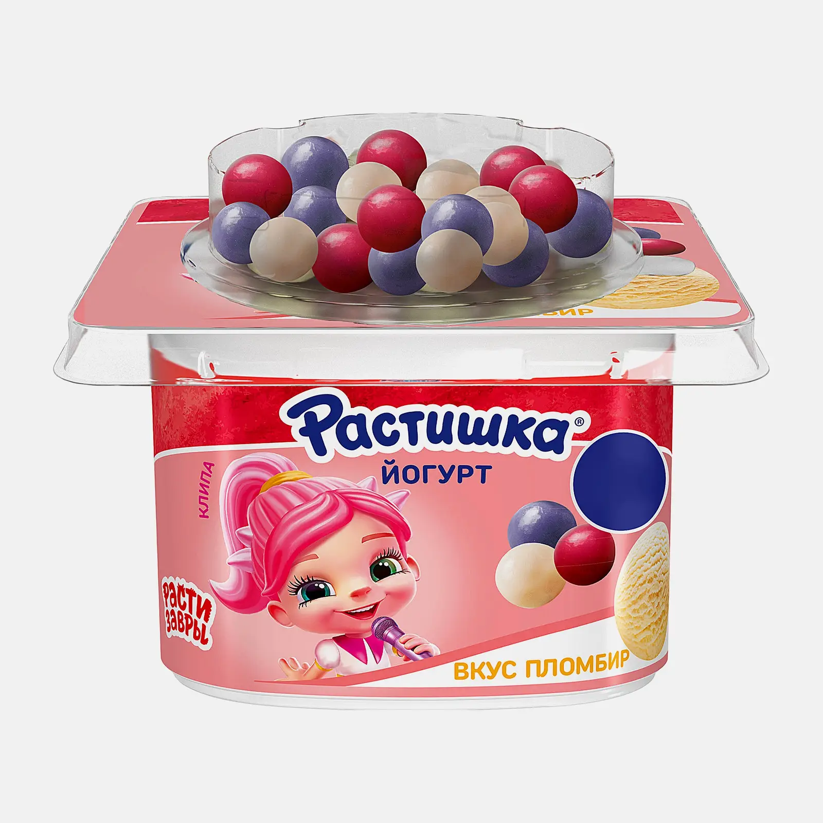 Изображение товара Йогурт растишка пломбир с ягодным драже 116г детский десерт для взрослых