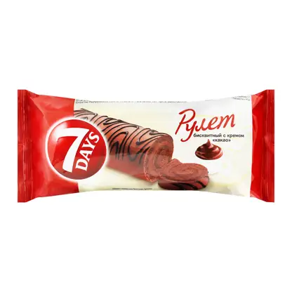 Изображение товара Рулет бисквитный с кремом какао 7Days 200г