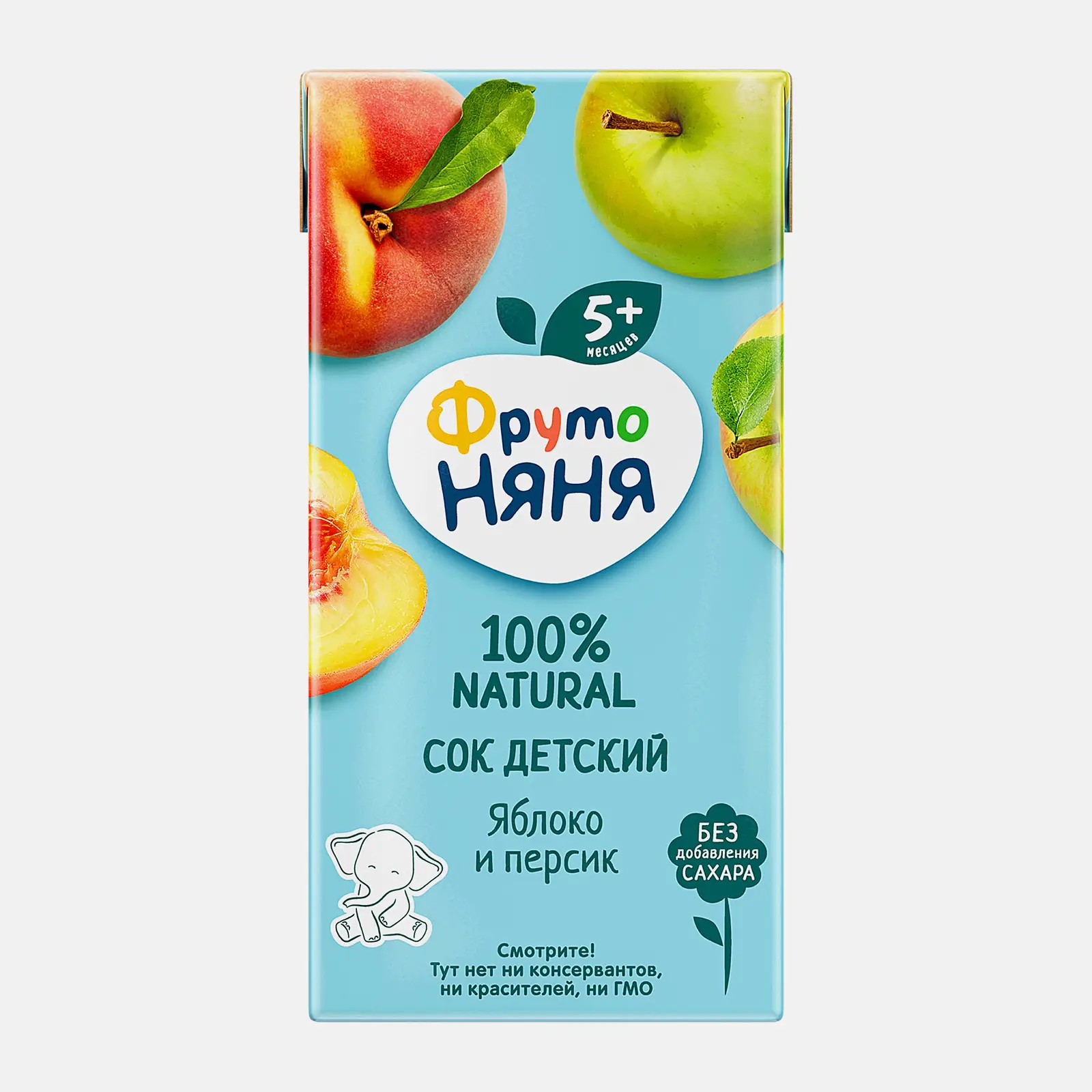Изображение товара Детский сок Яблоко-персик с 5 месяцев 200 мл Фрутоняня натуральный без добавок
