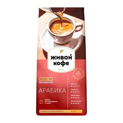 Изображение товара Кофе молотый Живой Кофе Arabica 200г натуральный аромат и насыщенный вкус