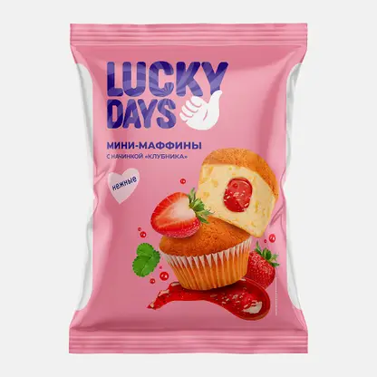 Мини-маффины с фруктово-ягодной начинкой Lucky Days 470г