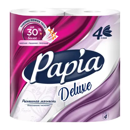 Изображение товара Туалетная бумага Papia Deluxe 4 рулона 4 слоя