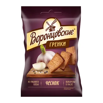 Изображение товара Сухарики-гренки Воронцовские Чеснок 60г