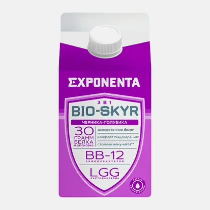 Кисломолочный напиток Exponenta Черника-голубика обезжиренный 500г