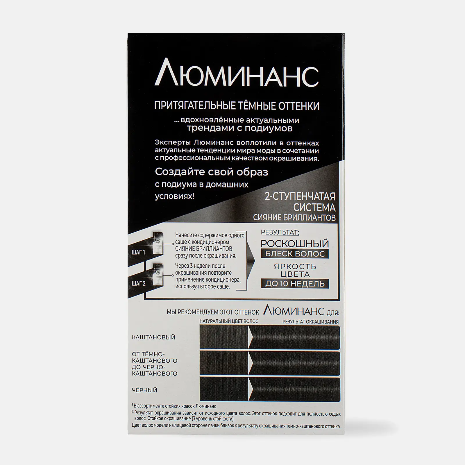 Стойкая краска для волос Люминанс профессиональная 1.0 Благородный черный 165мл