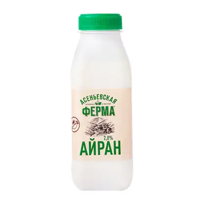 Изображение товара Айран Асеньевская ферма 2% 330г - Освежающий кисломолочный продукт