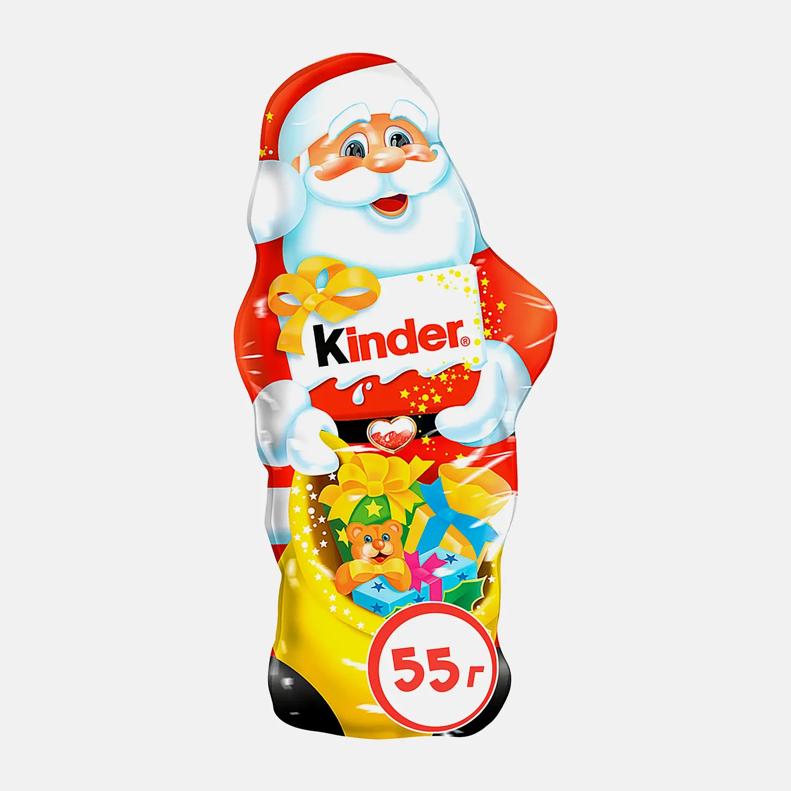 Изображение товара Фигурный новогодний молочный шоколад Kinder в виде Деда Мороза 55г